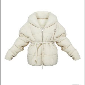 Pretty Little Thing Nude Collar Pillow Padded Panel Puffer